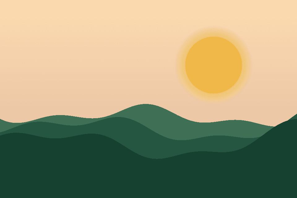 Stylized sunrise over the Colorado foothills. No people are shown.